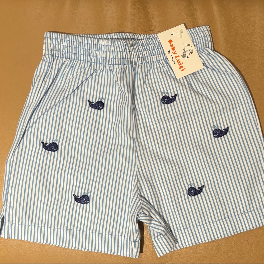 Blue Whale Striped Kids Shorts